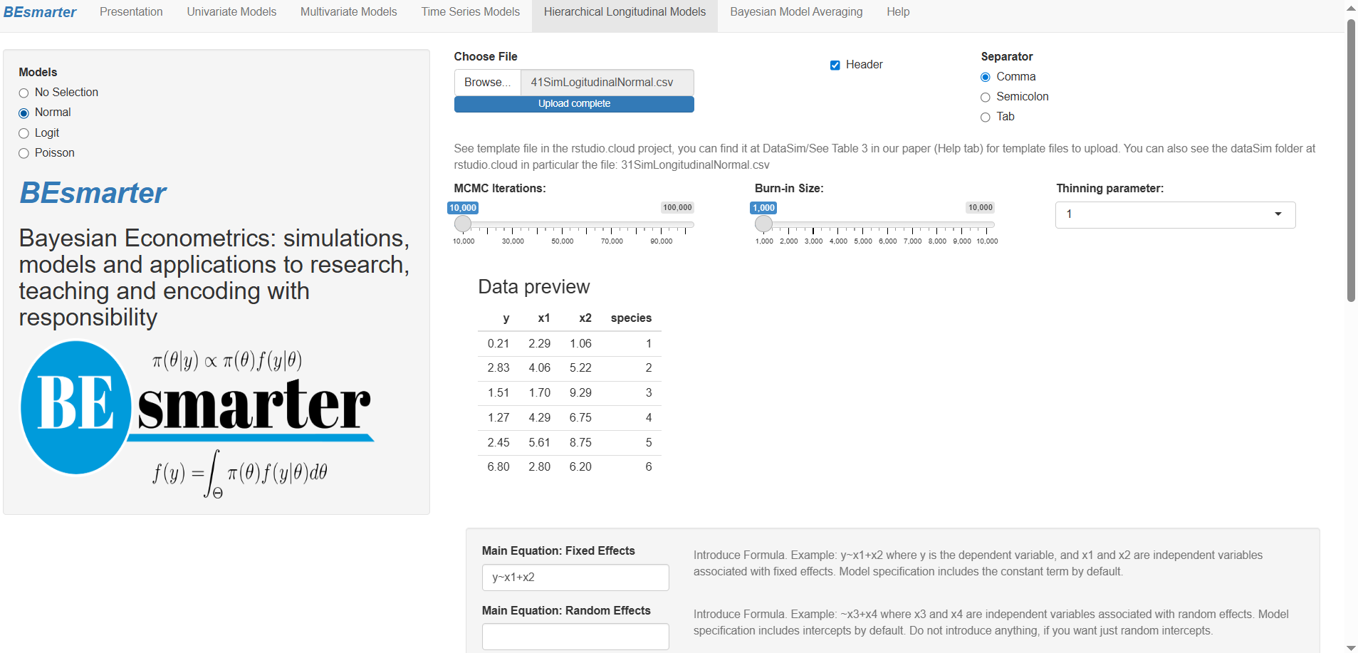 Hierarchical longitudinal models: Specification.